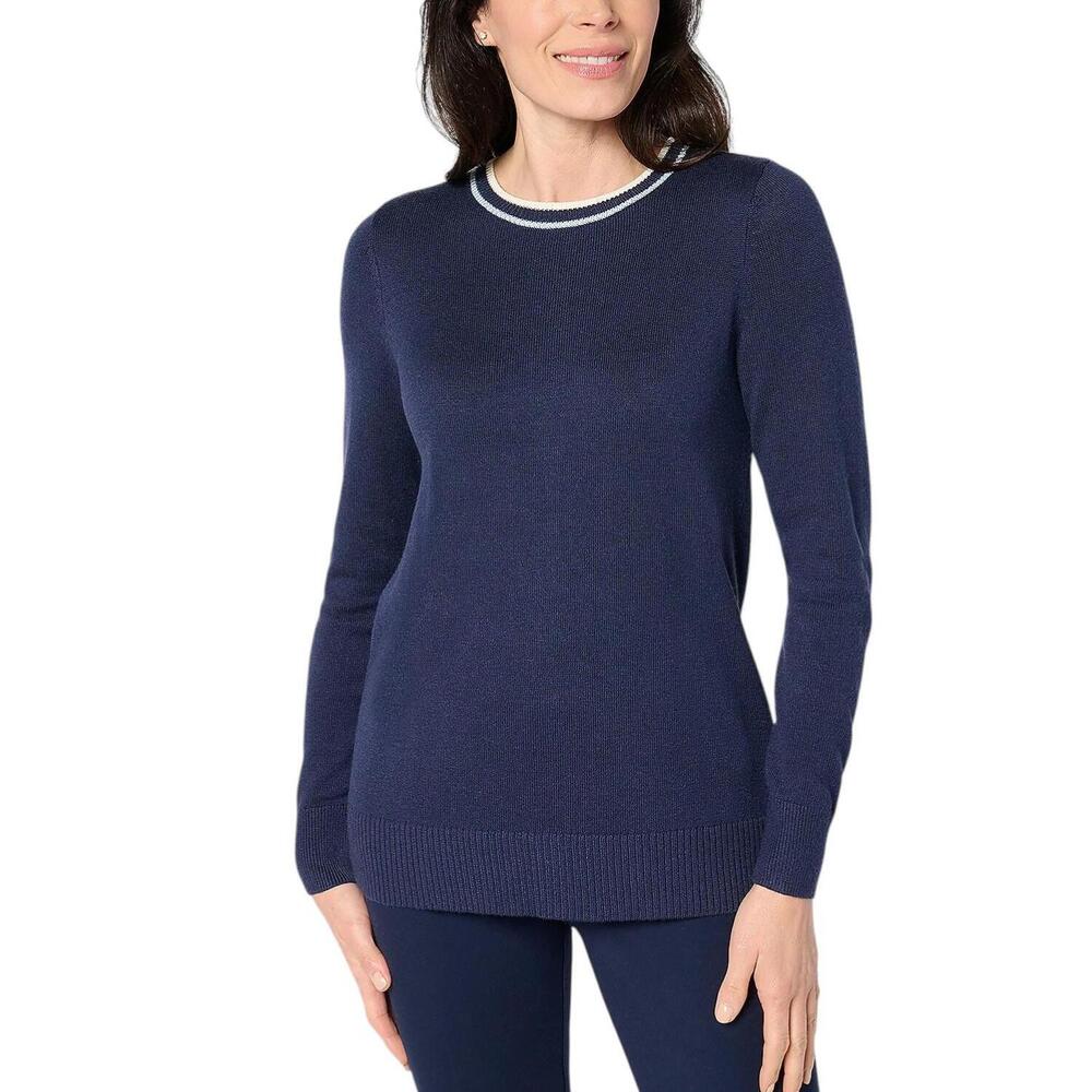 Joan Rivers Long-Sleeve Button-Back Sweater with Tipping - Regular